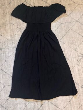 next beachwear Black cotton Off-Shoulder Midi Dress